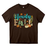 Chocolate Brown Western howdy Fall Heavy Core Tee - NancyCooperArtShop