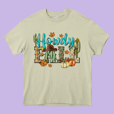 Western Howdy Fall Heavy Core Tee Designed By Nancycooperartshop