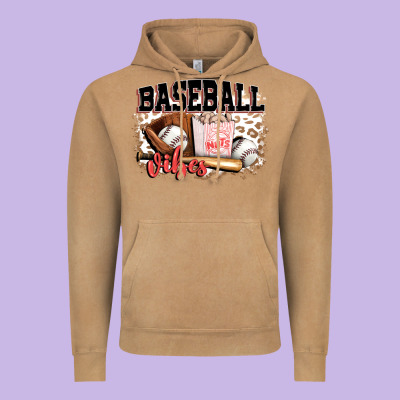 Baseball Vibes Vintage Hoodie Designed By Fadigitalartstudio