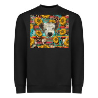 Black white Scottish calf and sunflowers Heavyweight Sweatshirt - BarkalooDesign