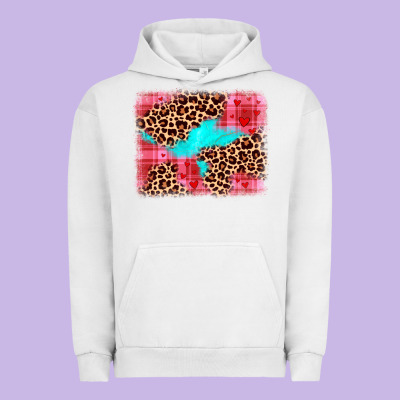 Valentine's Day Leopard Background Urban Hoodie Designed By Jahusdesignshop