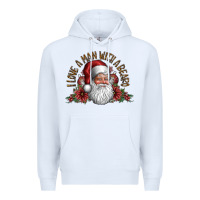 White i love a man with a bearo Premium Hoodie - CowhideDigitalArt