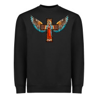 Black our lady of guadalupe cross with wings Heavyweight Sweatshirt - BarkalooDesign