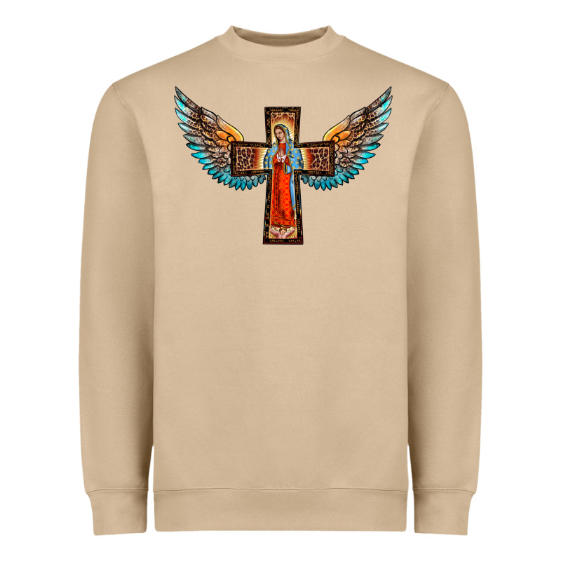 Our Lady Of Guadalupe Cross With Wings Heavyweight Sweatshirt by BarkalooDesign | Teevron