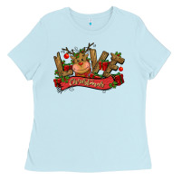 Baby Blue love christmas reindeer Ladies Tee - CowGirlArtShop