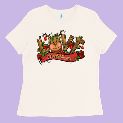 Love Christmas Reindeer Ladies Tee Designed By Cowgirlartshop