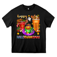 Black Happy Hallothanksmas coffee cups Heavy Core Tee - texasbilliewilder