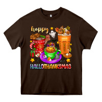 Chocolate Brown Happy Hallothanksmas coffee cups Heavy Core Tee - texasbilliewilder