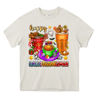 Cream Happy Hallothanksmas coffee cups Heavy Core Tee - texasbilliewilder
