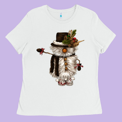 Snowman Gnome Ladies Tee Designed By Cowgirlartshop