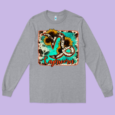 Capricorn Turquoise Cowhide Long Sleeve Tee Designed By Ranaportraitstore