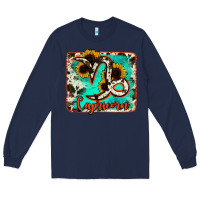 Navy capricorn turquoise cowhide Long Sleeve Tee - RanaPortraitStore