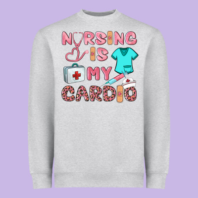 Nursing Is My Cardio Heavyweight Sweatshirt Designed By Barkaloodesign