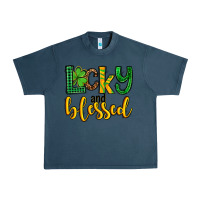 Midnight Navy St. Patrick's Lucky and blessed Urban Heavy Tee - OliviaCreatesArt
