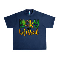 Navy St. Patrick's Lucky and blessed Urban Heavy Tee - OliviaCreatesArt