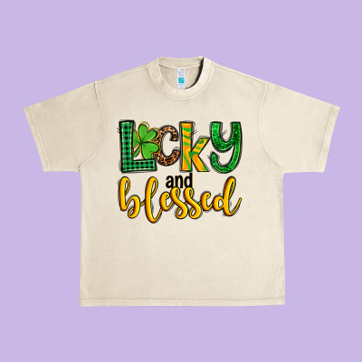 St. Patrick's Lucky And Blessed Urban Heavy Tee Designed By Oliviacreatesart