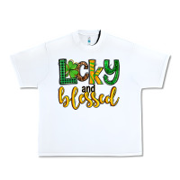 White St. Patrick's Lucky and blessed Urban Heavy Tee - OliviaCreatesArt