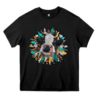 Black baby cow with sunflower Heavy Core Tee - RanaPortraitStore