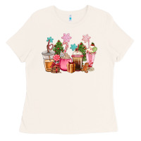 Bone pink christmas coffe cups Ladies Tee - CowGirlArtShop