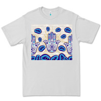 Dove Grey evil eyes with white wooden pattern Premium Tee - TumblerDesignByShophia