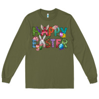 Army Green Western Happy Easter Long Sleeve Tee - BundleAndBundleShop