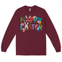 Burgundy Western Happy Easter Long Sleeve Tee - BundleAndBundleShop