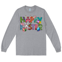 Heather Grey Western Happy Easter Long Sleeve Tee - BundleAndBundleShop