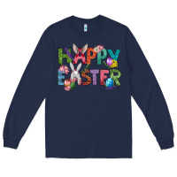Navy Western Happy Easter Long Sleeve Tee - BundleAndBundleShop