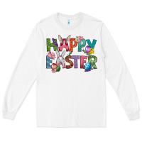 White Western Happy Easter Long Sleeve Tee - BundleAndBundleShop