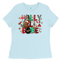 Baby Blue holly jolly babe Ladies Tee - CowGirlArtShop