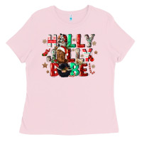 Bubblegum Pink holly jolly babe Ladies Tee - CowGirlArtShop
