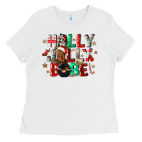 White holly jolly babe Ladies Tee - CowGirlArtShop