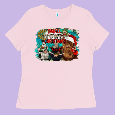 Small Town Christmas Ladies Tee Designed By Cowgirlartshop