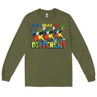 Army Green It's okay to be different Autism Long Sleeve Tee - FaDigitalArtStudio