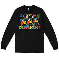 Black It's okay to be different Autism Long Sleeve Tee - FaDigitalArtStudio