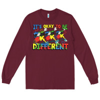 Burgundy It's okay to be different Autism Long Sleeve Tee - FaDigitalArtStudio