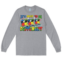 Heather Grey It's okay to be different Autism Long Sleeve Tee - FaDigitalArtStudio