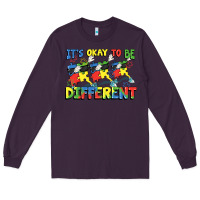 Plum It's okay to be different Autism Long Sleeve Tee - FaDigitalArtStudio