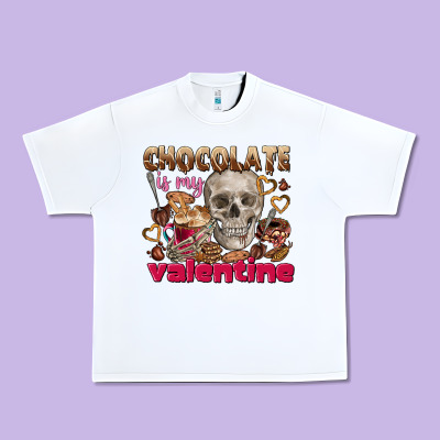 Skull Chocolate Is My Valentine Urban Heavy Tee Designed By Fadigitalartstudio