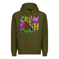 Army Green crawfish season mardi gras carnival fleur de lis Premium Hoodie - Jasminsmagicworld