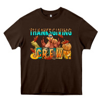 Chocolate Brown Thanksgiving crew Heavy Core Tee - NancyCooperArtShop