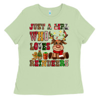 Matcha just a girl who loves reindeers Ladies Tee - CowGirlArtShop