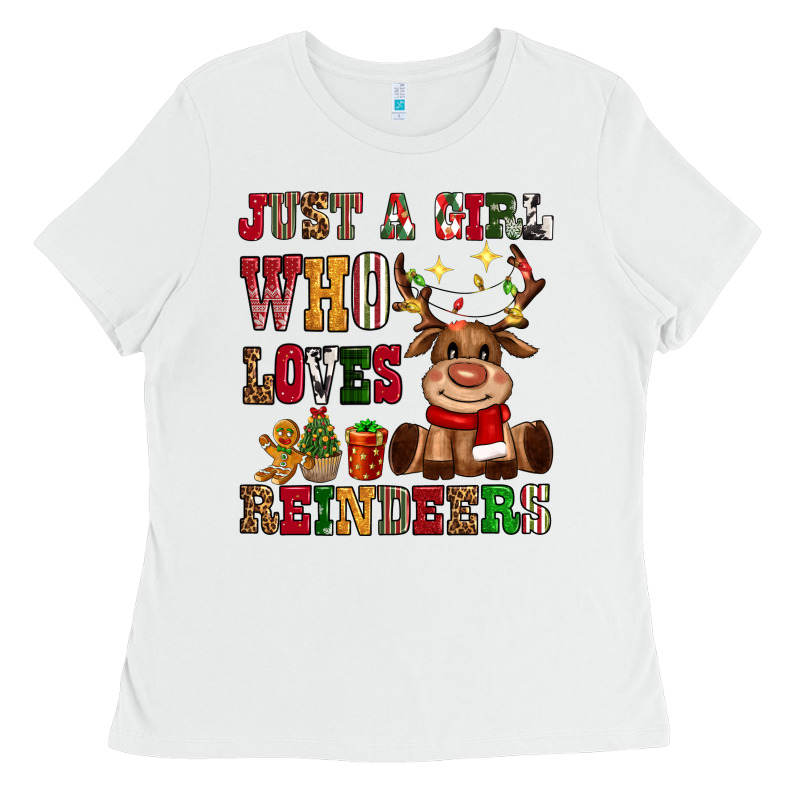 Just A Girl Who Loves Reindeers Ladies Tee by CowGirlArtShop | Teevron