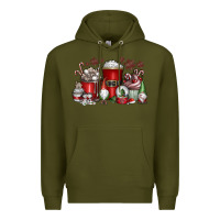 Army Green Christmas Coffee Drink Premium Hoodie - CowhideDigitalArt
