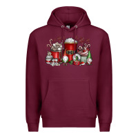 Burgundy Christmas Coffee Drink Premium Hoodie - CowhideDigitalArt