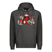 Charcoal Heather Christmas Coffee Drink Premium Hoodie - CowhideDigitalArt