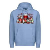 Colony Blue Christmas Coffee Drink Premium Hoodie - CowhideDigitalArt