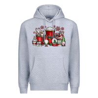 Heather Grey Christmas Coffee Drink Premium Hoodie - CowhideDigitalArt