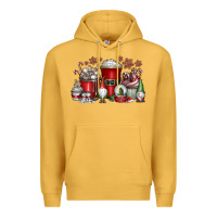 Mustard Christmas Coffee Drink Premium Hoodie - CowhideDigitalArt