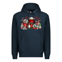 Navy Christmas Coffee Drink Premium Hoodie - CowhideDigitalArt